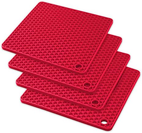  Silicone Trivet Mats - Pot Holders - Drying Mat Our Potholders Kitchen Tools Is Heat Resistant To 440°F, Non-Slip Durable Flexible Easy To Wash And Dry And Contains 4 Pcs By Q's INN.