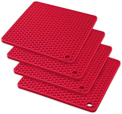  Silicone Trivet Mats - Pot Holders - Drying Mat Our Potholders Kitchen Tools Is Heat Resistant To 440°F, Non-Slip Durable Flexible Easy To Wash And Dry And Contains 4 Pcs By Q's INN.