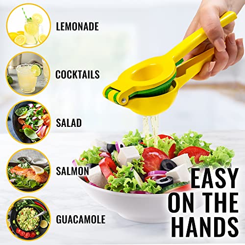  Metal 2-In-1 Lemon Lime Squeezer - Hand Juicer Lemon Squeezer - Max Extraction Manual Citrus Juicer