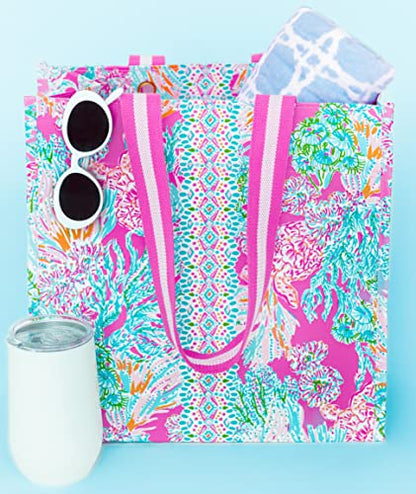  Lilly Pulitzer Market Shopper Bag, Reusable Grocery Tote, Shoulder Bag For Produce Or Travel