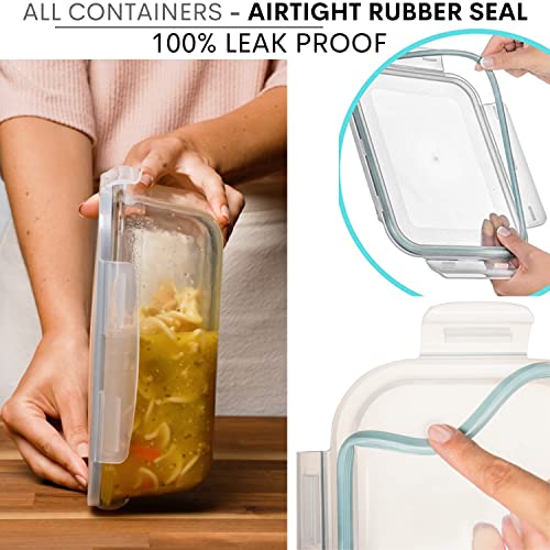  6.5 Cups/ 52 Oz 4 Piece (2 Containers +2 Lids) Glass Food Storage/ Baking Container Set W/Locking Lid - For Storing & Serving BPA Free & Leak Proof - Microwave, Dishwasher, Fridge, Freezer N Oven Safe