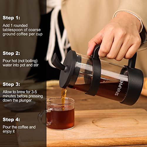  French Press 34oz Light-weight Durable High Borosilicate Carafe Maker 8 Cup Plastic Coffee Press Frothed
