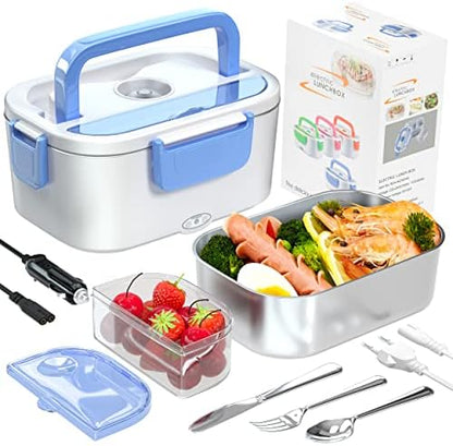  Electric Lunch Box Portable 3 In 1 Food Warmer 100 W For Car Food Heater 12V 24V 110V 3 In1 Portable Microwave For Car And Home With Detachable 304 Stainless Steel Container And Spoon