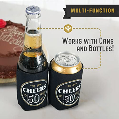  50th Birthday Can Coolers (12 Pack) - Cheers To 50 Years , Happy 50th Birthday Decorations For Men , Over The Hill Party Supplies 50th Birthday Party Favors For Guests , 50 Year Old