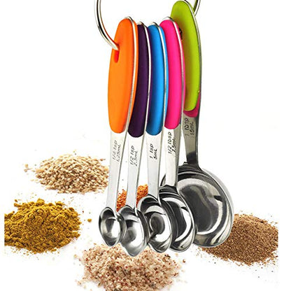  -Stainless Steel Measuring Spoons 5 Piece Stackable Set - Measuring Set For Cooking And Bakin (A)