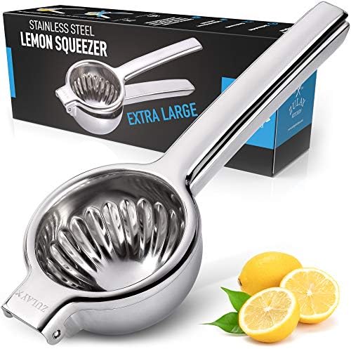  Lemon Squeezer Stainless Steel With Premium Heavy Duty Solid Metal Squeezer Bowl And Food Grade Silicone Handles - Large Manual Citrus Press Juicer And Lime Squeezer Stainless Steel