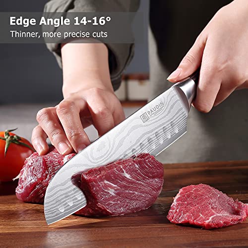  Japanese Santoku Knife 7 Inch Chef Knives Ultra Sharp Kitchen Knife, High Carbon Stainless Steel Chefs Knifes, Chopping Knife For Meat Vegetable Fruit With Pakkawood Handle And Gift Box