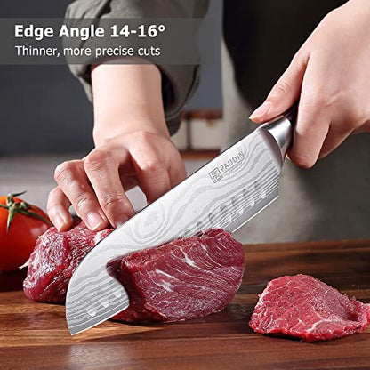  Japanese Santoku Knife 7 Inch Chef Knives Ultra Sharp Kitchen Knife, High Carbon Stainless Steel Chefs Knifes, Chopping Knife For Meat Vegetable Fruit With Pakkawood Handle And Gift Box