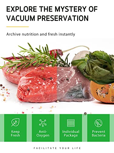  Vacuum Sealer Bags, 2 Rolls 8" X 50' Commercial Grade Bag Rolls, Food Vac Bags For Storage, Meal Prep Or Sous Vide