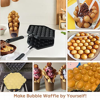  Bubble Waffle Maker Pan Hand Held Egg Waffle Pan,Aluminum Alloy Non-stick Waffle Cake Baking Mold Plate For Breakfast Lunch Household Cafe Cake Shop Restaurant