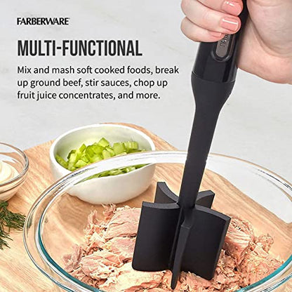  Easy To Use Pro Pump Spinner, Large 6.6 Quart, Green & Professional Heat Resistant Nylon, Masher & Smasher Meat, Ground Beef, Turkey & More, Hamburger Chopper Utensil, Pack Of 1, Black