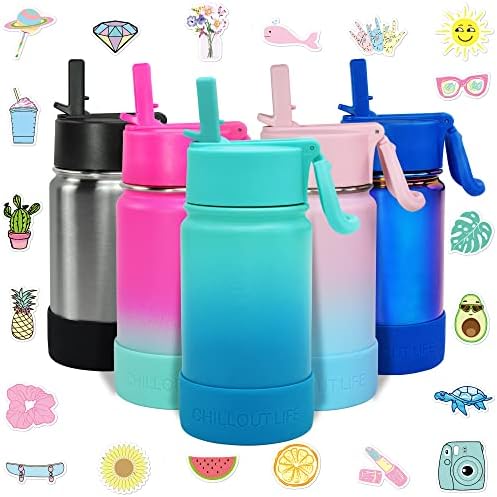  17 Oz Insulated Water Bottle With Straw Lid For Kids And Adult + 20 Funny Waterproof Stickers - Perfect For Personalizing Your Kids Metal Water Bottle