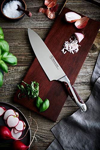  8-Inch Chef Knife - High Carbon German Forged Steel - Professional Kitchen Knife - Ergonomic Quad-Tang Pakkawood Handle