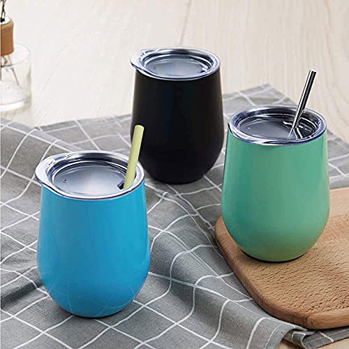 Reusable Short Small Silicone 5.5" &Metal 6" Stainless Steel Stirrer Drinking Straws Set For Coffee/Moscow Mule Mug, Cocktail Lowball Glasses, Kids Toddler Baby Cup, Wine Tumbler,Bar-With Silicone Tip