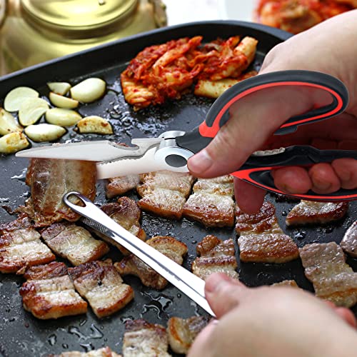  4 Pack Kitchen Shears With Covers Heavy Duty Kitchen Scissor For General Use Multi Function Stainless Steel Kitchen Shears Dishwasher Safe For Food Meat Chicken Poultry Fish Meat Vegetables BBQ