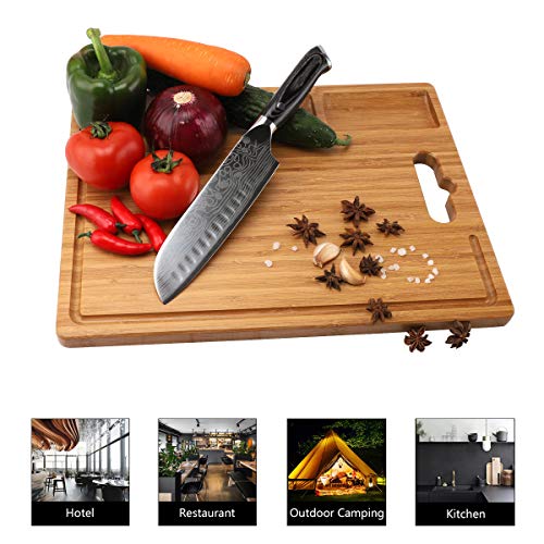  Bamboo Cutting Board With Juice Groove / Drain / Tray / Hook / Handle - Double-Sided Use - Large 15.8"X11.8" - Kitchen Cutting Board Bamboo Butcher Block, Chopping Boards For Vegetable Fruit Meat