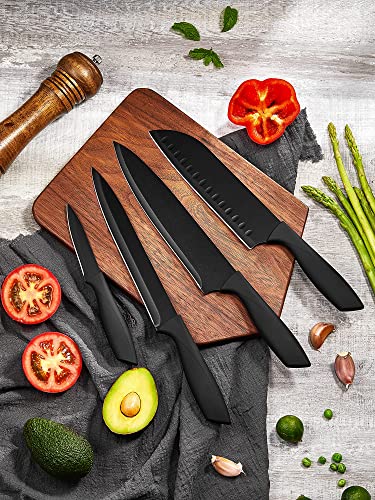  16 PCS High Carbon Stainless Steel Kitchen Knife Set, BO Oxidation, No Rust, Sharp Cutlery Black Knife Set With Acrylic Stand And Serrated Steak Knives,AB112