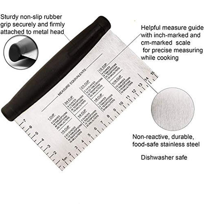  And Kitchen Tool Stainless Steel Metal Griddle Scraper Chopper Cutter For Bread And Pizza Dough Purpose Stainless Steel Scraper & Chopper Dough Scraper, Dough Cutter & Pastry Scraper
