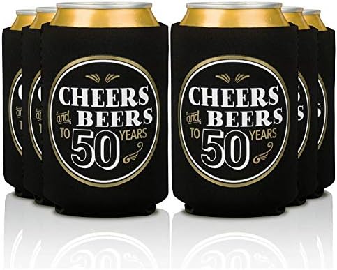  50th Birthday Can Coolers (12 Pack) - Cheers To 50 Years , Happy 50th Birthday Decorations For Men , Over The Hill Party Supplies 50th Birthday Party Favors For Guests , 50 Year Old