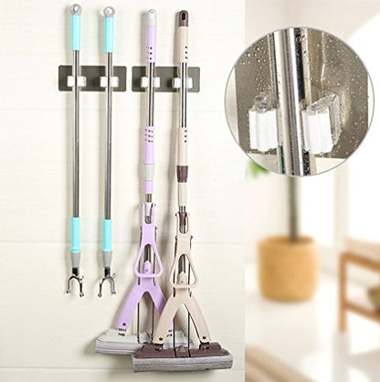  KLFGJ Wall Mounted Mop Organizer Holder Brush Broom Hanger Storage Rack Two Hanging Holes Non-Slip Kitchen Tool