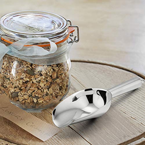  Mini Scoop, E-far 3 Ounce Stainless Steel Kitchen Utility Scoops, Ideal For Candy/Ice Cube/Flour/Sugar/Coffee Bean/Protein Powder, Food Grade & Anti Rust, Easy Clean & Dishwasher Safe (4 Pack)