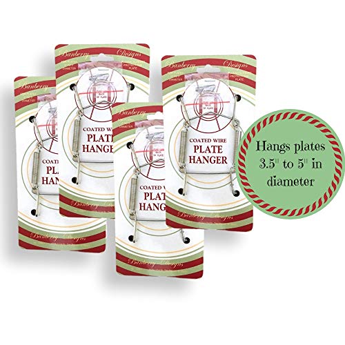  Chrome Vinyl Coated Plate Hanger 3.5 To 5 Inch Plate Hanger Set Of 4 Hangers - Includes Hanging Hook And Nail