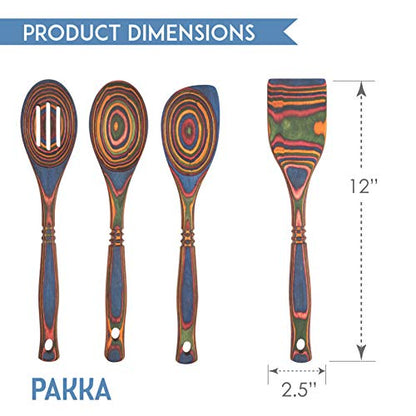  Pakkawood 6-Piece Utensil Set With Gift Bag - Elegant Kitchen Spoon, Slotted Spoon, Corner Spoon, Spatula, 13” Spurtle, 9” Spurtle For Serving & Cooking, Non-Stick Utensils