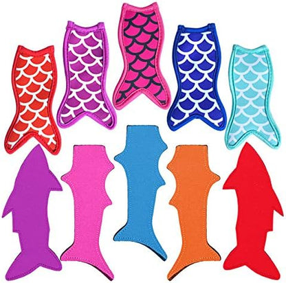  Popsicle Holder Bags Mermaid And Shark Ice Pop Sleeves Freezer Reusable Popsicle Covers 10 Pc