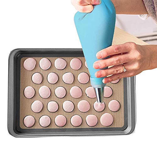 Macaron Silicone Baking Mats, Jsdoin Reusable Nonstick Macaron Parchment Paper, Baking Supplies Set, Include 2 Sheet Macaron Parchment Paper(16"x11.8"), 12 Piping Tip, 2 Piping Bag And 2 Bag Tie