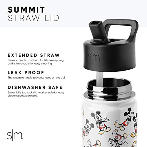  Disney Mickey Mouse Toddler Water Bottle With Straw Lid | Reusable Insulated Stainless Steel Kids Cup | Summit Collection | 10oz, Mickey & Friends