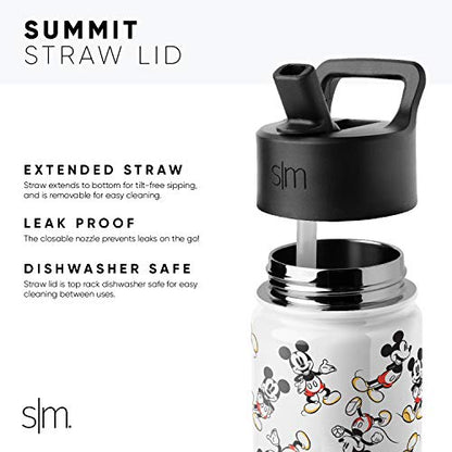  Disney Mickey Mouse Toddler Water Bottle With Straw Lid | Reusable Insulated Stainless Steel Kids Cup | Summit Collection | 10oz, Mickey & Friends