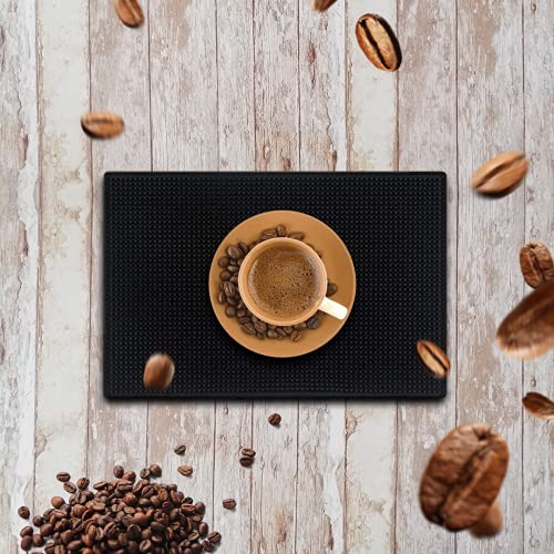  | Black Bar Mats Set Of 2 (12x6 Inches) | Drying, Durable And Stylish Spill Mats For Bars, Restaurants, Coffee Shops, Bar Mats For Countertop And Table Top, Non-Spill & Non-Toxic Mats