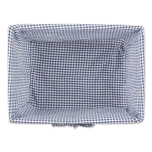  Farmhouse Chicken Wire Storage Baskets With Liner, Medium, Antique French Blue Gingham Check, 11x7.88x7", 2 Piece