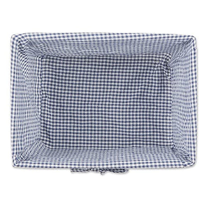  Farmhouse Chicken Wire Storage Baskets With Liner, Medium, Antique French Blue Gingham Check, 11x7.88x7", 2 Piece