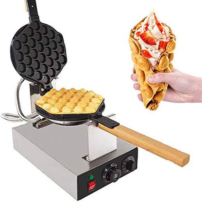  Bubble Waffle Maker Electric Non Stick Egg Waffle Machine 360 Rotated Stainless Steel (110V)