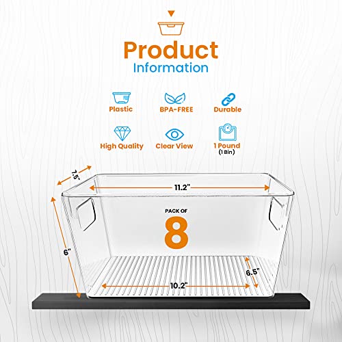  Plastic Storage Bins 11x8x6 Storage Container -Stackable Storage Bins -Home Organization Storage,Kitchen And Refrigerator Organizer Bins,Pantry Organizer Bin,BPA Free (Pack Of 8)
