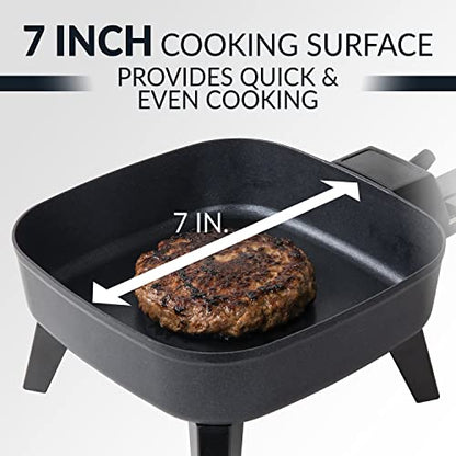  Craft 7-Inch Electric Non-Stick Skillet, Adjustable Temperature Control, Cool-Touch Handle With Tempered Glass Lid, Perfect For Healthy Keto & Low-Carb Diets, Rice Bowls, & Eggs