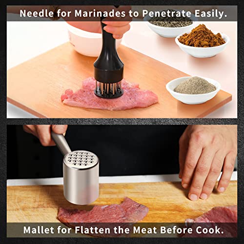  ChefVille MT02 2-in-1 Meat Tenderizer Tool, Meat Mallet, Meat Tenderizer Hammer For BBQ, Chicken, Steak, Fish