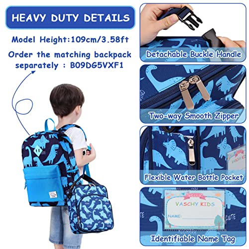 Lunch Boxes Bag For Kids, Insulated Lunchbox Reusable Containers For Boys With Detachable Shoulder Strap For School Blue Dinosaur