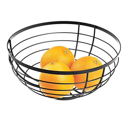  Austin Wire Bowl, Metal Fruit Basket With Lattice Design, Matte Black