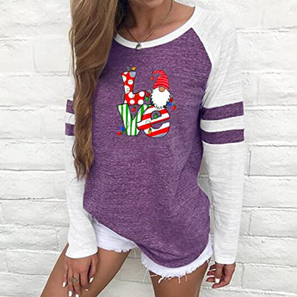  Womens Causal Loose Crewneck Cute Fashion Sweatshirts Long Sleeve Christmas Print Loose Tops Pullover Top Streetwear