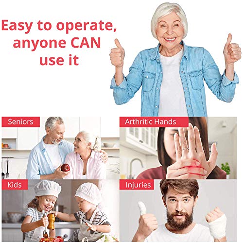  Auto Electric Can Opener: Open Your Cans With A Simple Push Of Button - Automatic, Hands Free, Smooth Edge, Food-Safe, Battery Operated, YES YOU CAN (Red)