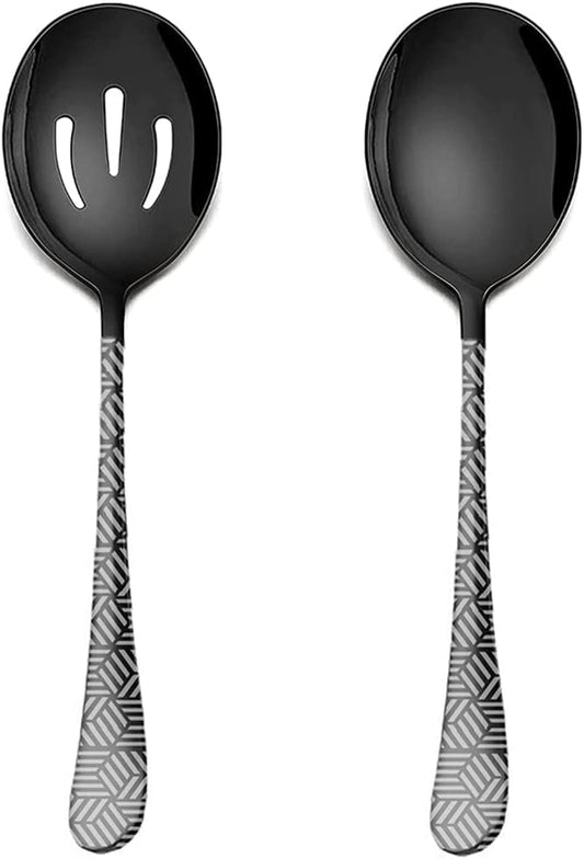  Serving Spoons Stainless Steel Slotted Spoons Large 8.7 Inches Utility Advanced Performance Skimmer Perforated Slotted Spoons Buffet Cooking LONGAIXIN