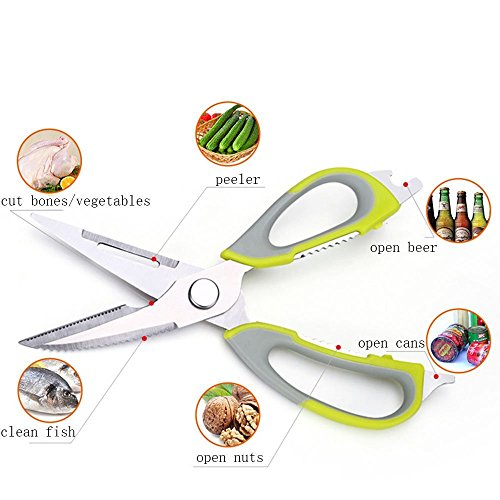  Multi-function Kitchen Shears Heavy Duty Stainless Steel With Ergonomic Handle,Best Multi-function Scissors For Chicken, Poultry, Fish, Meat