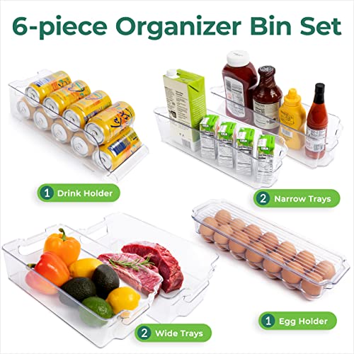  Refrigerator Organizer Bins, Fridge Bins, Fridge Organizer, Fridge Organizers And Storage Clear Fridge Bins With Durable Handles, Kitchen Organization, Shatterproof -  Set Of 6