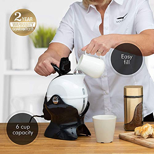  Ccello Electric Safety Kettle | Black Tipper Base Included | Effortless Pour Every Time | Daily Living Drinking Aid For Disabled And Seniors | 1.5 Liters | Black And White