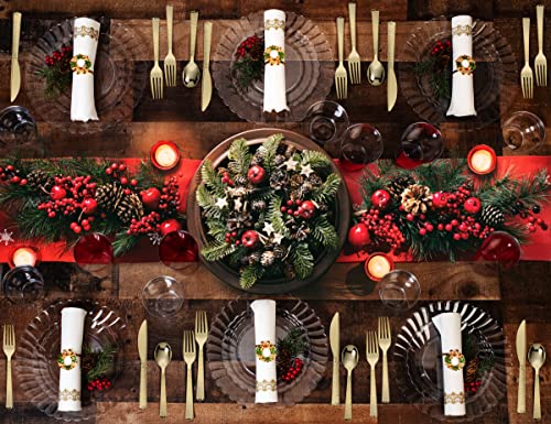  Erfect Settings 300 Pieces Gold Plastic Cutlery Set - Gold Metallic Plastic Silverware With A Hammered Finish - Tableware Set (75 Plastic Spoons, 75 Plastic Knives, 150 Plastic Forks)
