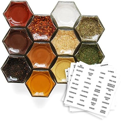  Basic Kit | 12 Magnetic Spice Jars Filled With Organic Seasonings (Large Jars)…