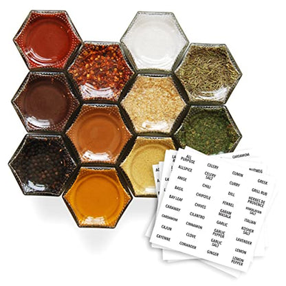  Basic Kit | 12 Magnetic Spice Jars Filled With Organic Seasonings (Large Jars)…