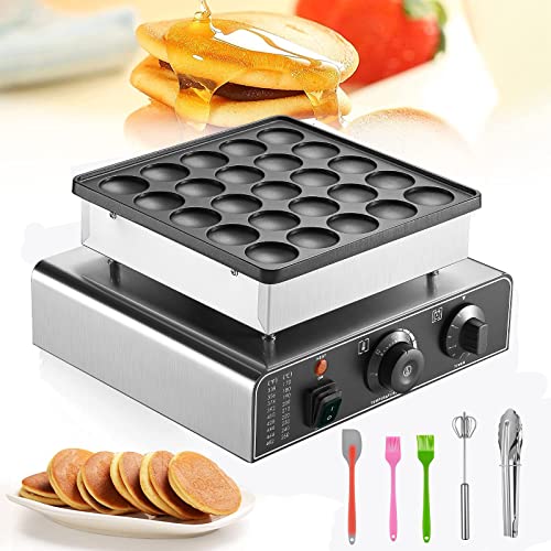  25Pcs Mini Pancakes Maker Commercial Electric Nonstick Pancake Maker Machine Muffin Poffertjes Pan Machine For Home Kitchen Restaurant Snack Bar 110V